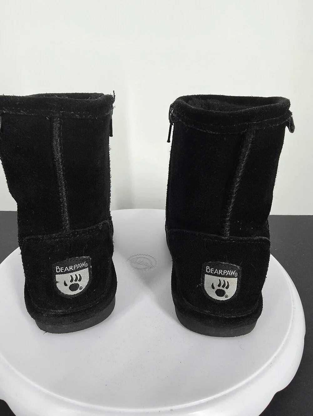 Bearpaw Black Suede Faux Fur Zip Winter Boots Toddler Size 11